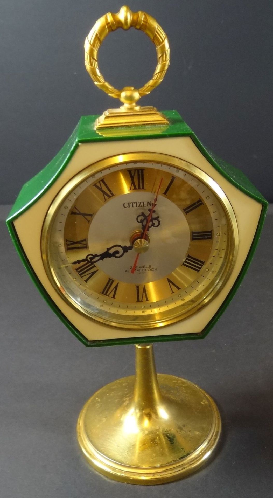 mechan. Tischuhr "Citizen" Alarm Clock, Werk läuft, Messing/Kunststoff, H-26 cm, B-12 cm