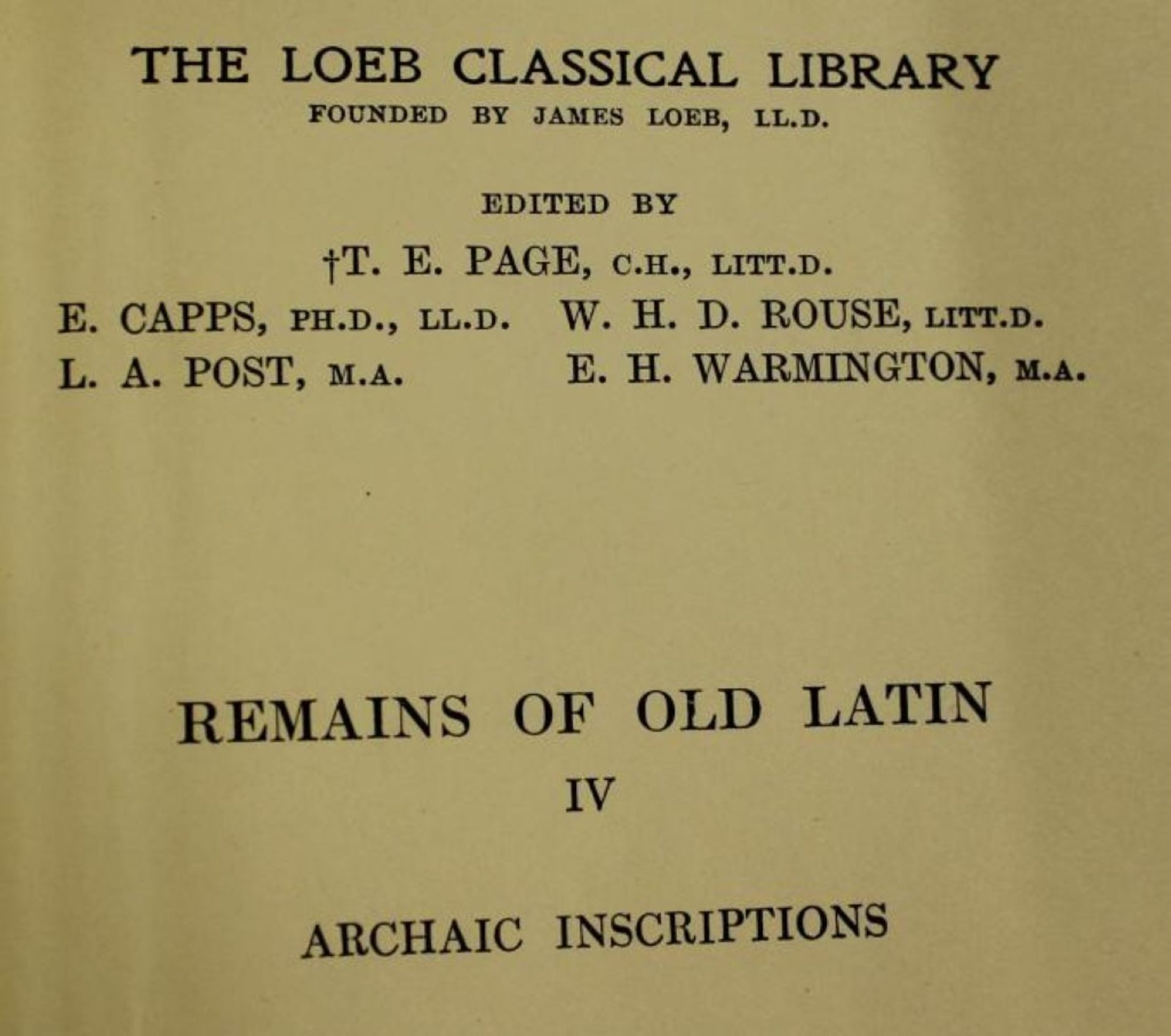 E. H. Warmington, "Remains of Old Latin" 4 Bände, Cambridge, London 1935, mit Altersspuren, Einbänd - Image 3 of 5