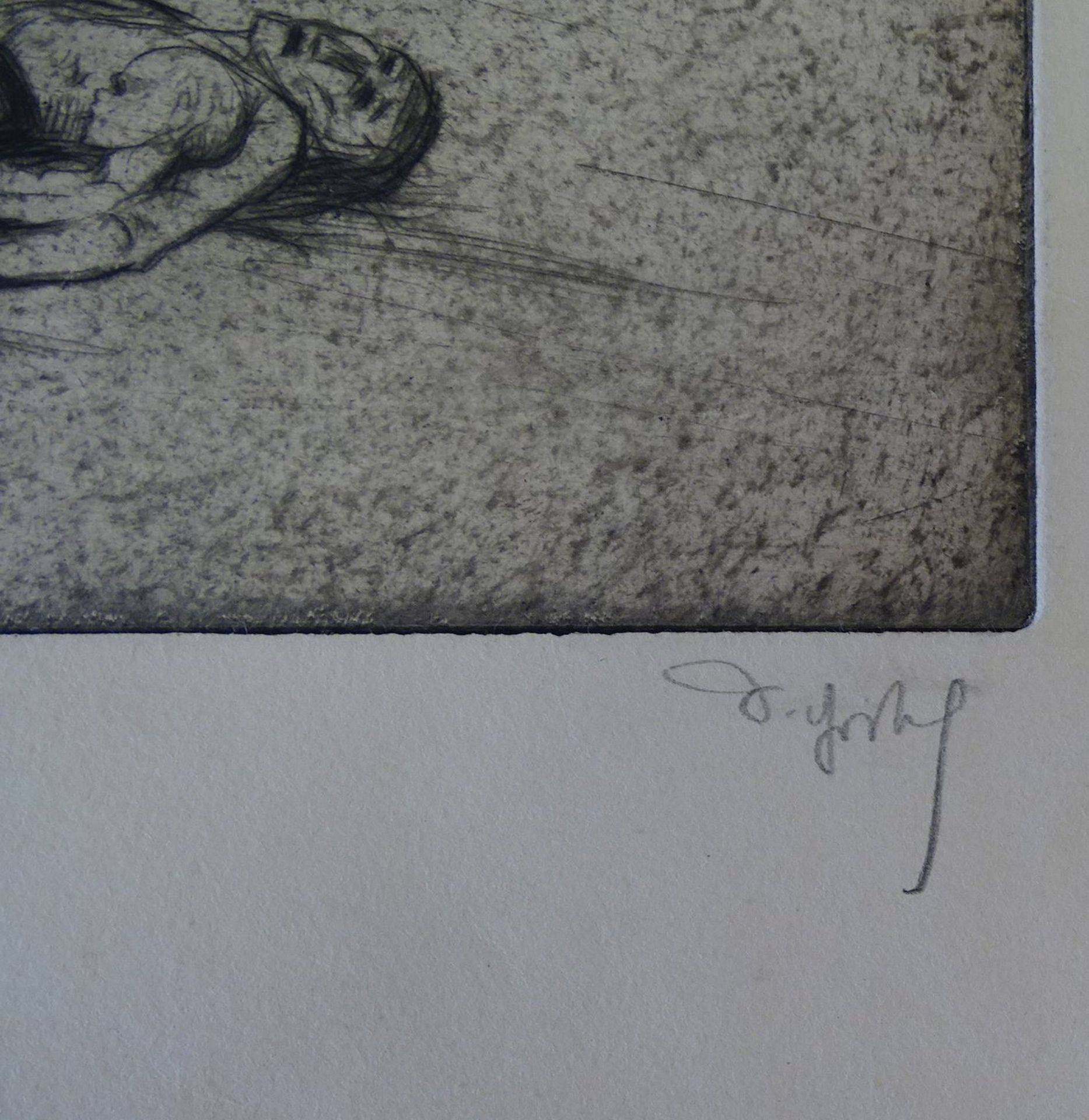 Sophie GROSCH (1874-?), gr. Aquatinta-Radierung, betitelt Hungerblockade, BG 35x46 cm - Image 2 of 4