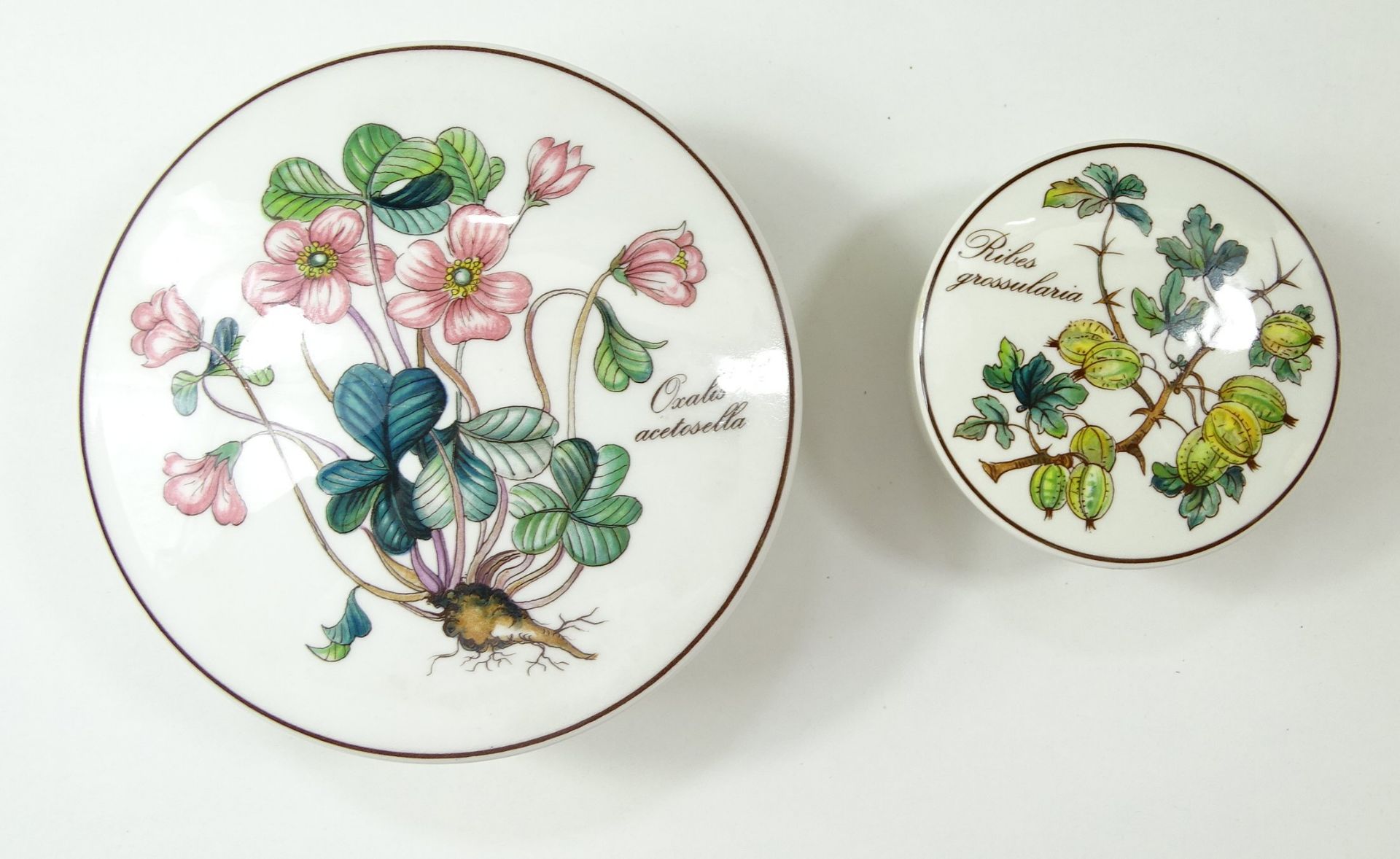 2 Deckeldosen mit floralen Motiven, Villeroy & Boch, Ø 12,5 und 5, H. 4 und 5 cm