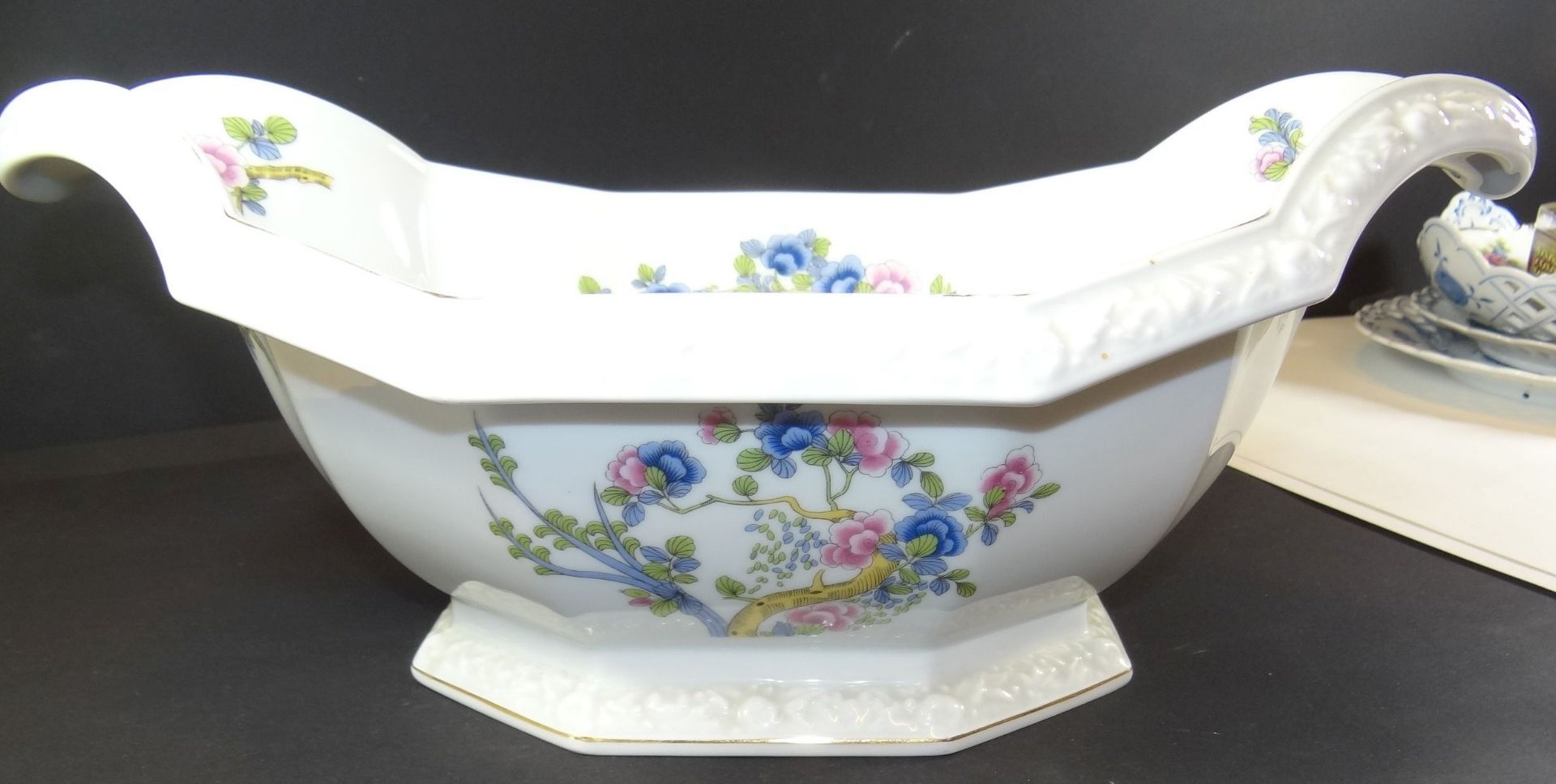 grosse Jardiniere "Rosenthal" Form Maria, Blumen, Goldrand tw. berieben, H-17 cm, 39x23 cm - Image 2 of 6