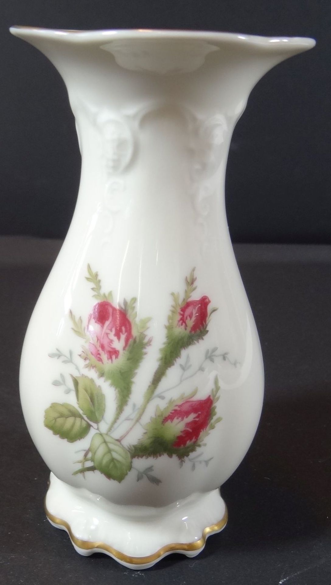 Vase und Kerzenhalter "Rosenthal" Moliere, Moosrosen, H-12 cm, Kerzenständer H-3 cm, D-8 cm - Image 2 of 6