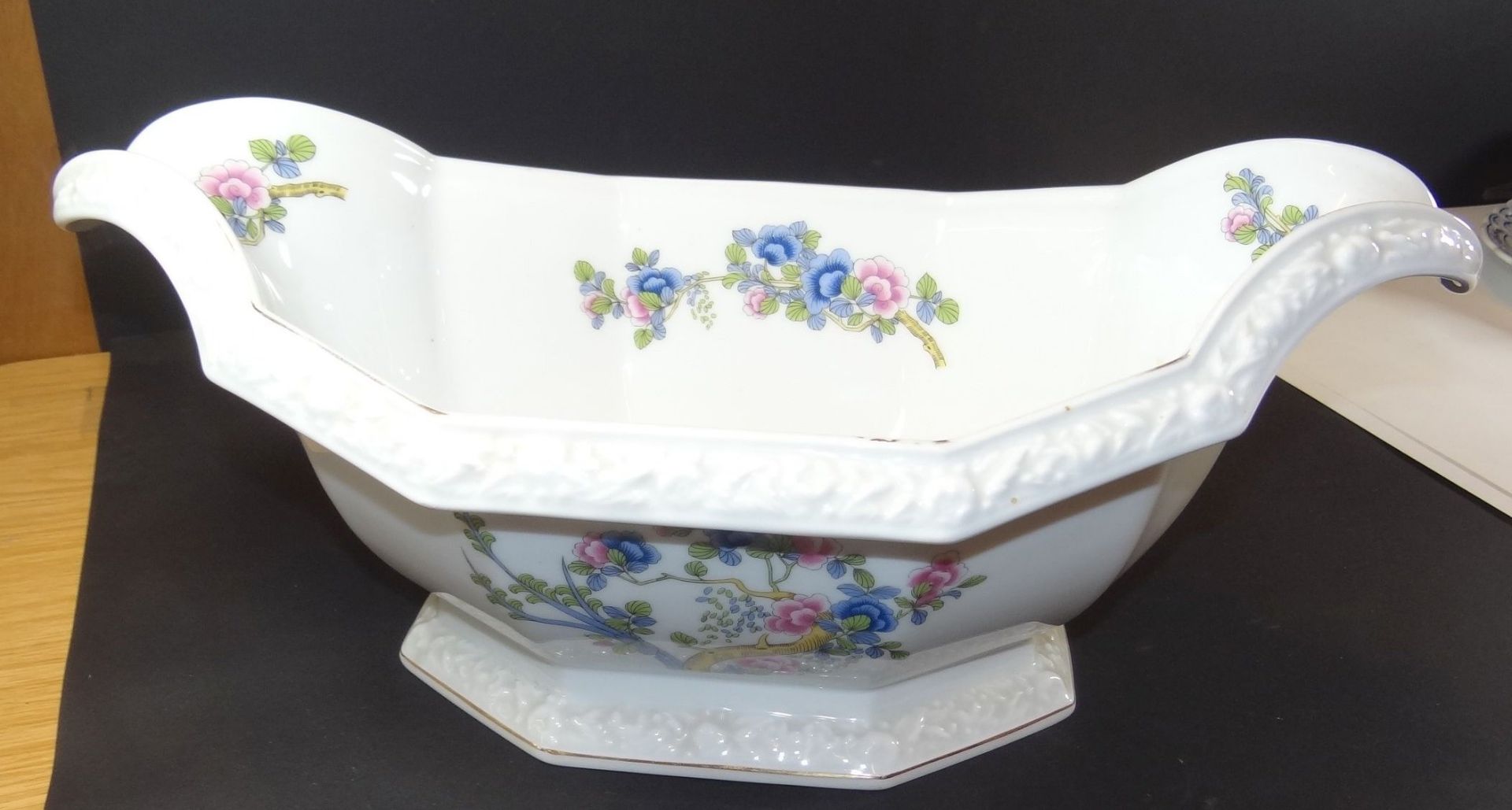 grosse Jardiniere "Rosenthal" Form Maria, Blumen, Goldrand tw. berieben, H-17 cm, 39x23 cm - Image 6 of 6