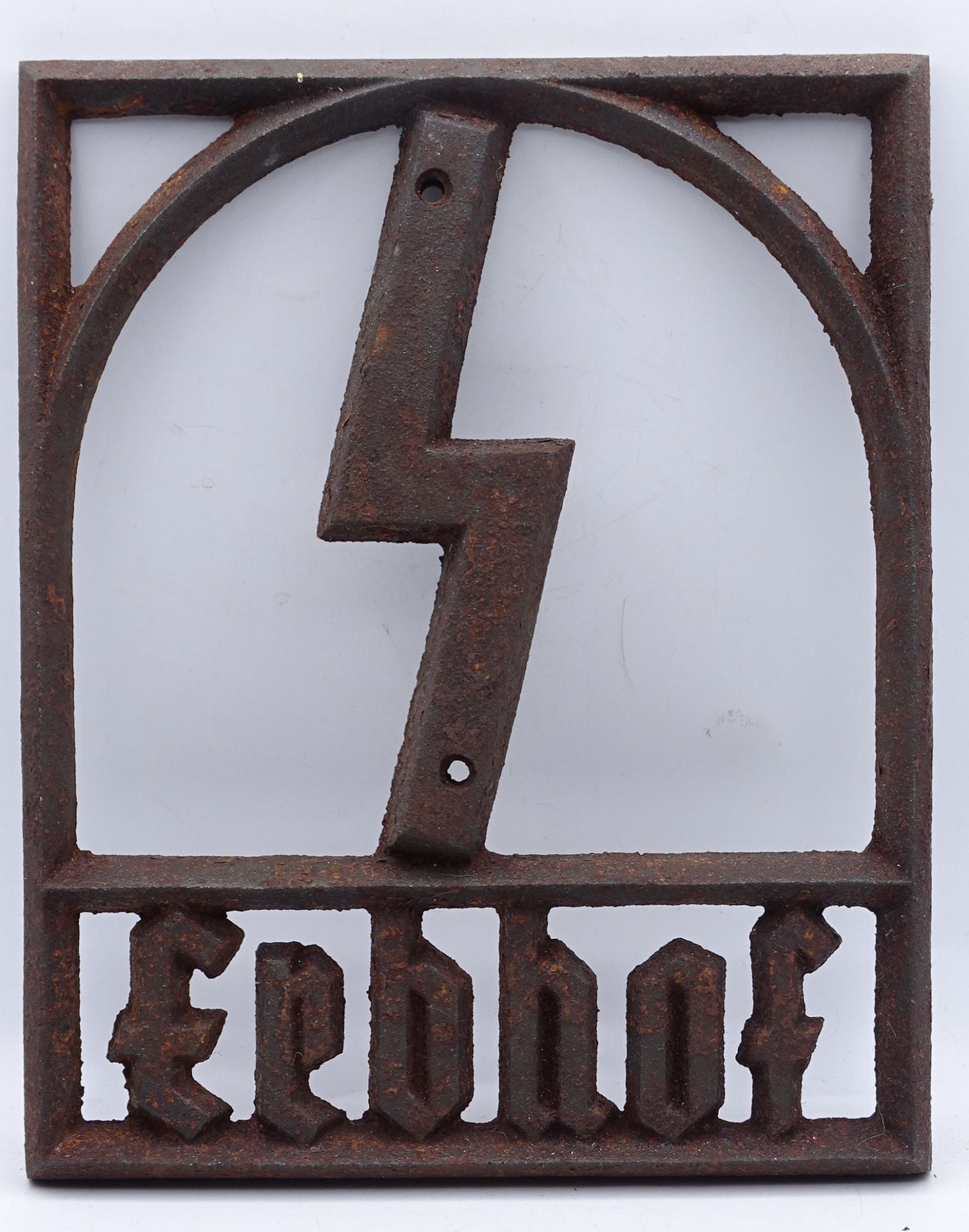 "Erbhof" Schild, 24 x 20cm, Alters- und Gebrauchsspuren