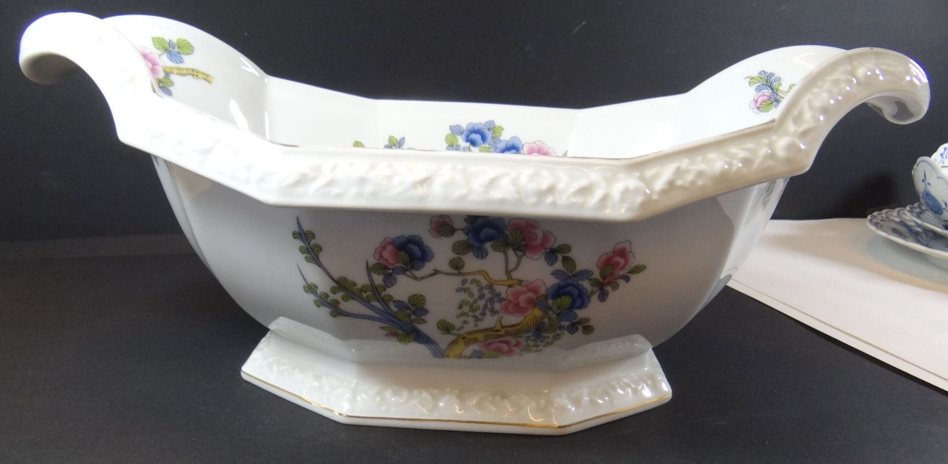 grosse Jardiniere "Rosenthal" Form Maria, Blumen, Goldrand tw. berieben, H-17 cm, 39x23 cm - Image 3 of 6