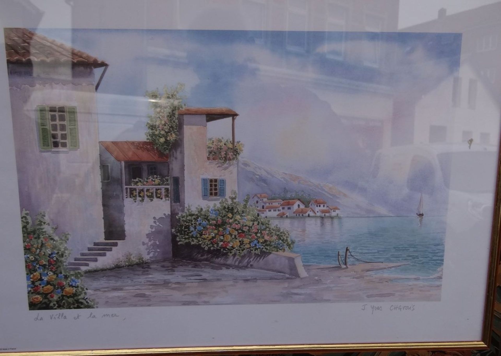 Kunstdruck "Villa am Meer", ger/Glas, RG 39x54 cm