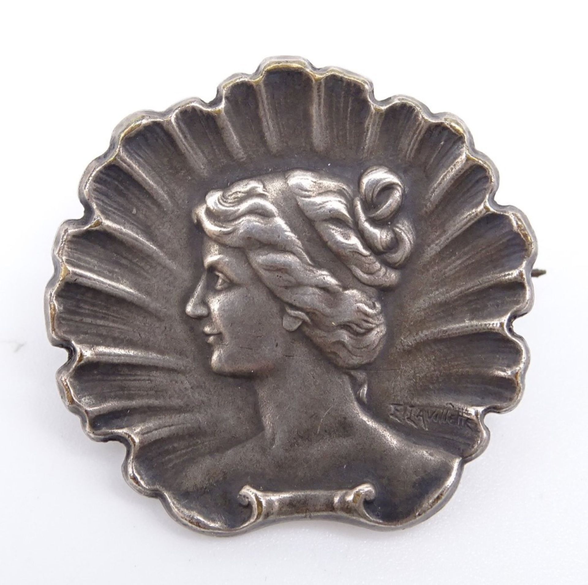 4 alte Broschen, 3 x Silber, runde Brosche versilbert, L. 2,5 - 5,5 cm, Silber zus. 16 gr., mit Alt - Bild 5 aus 8
