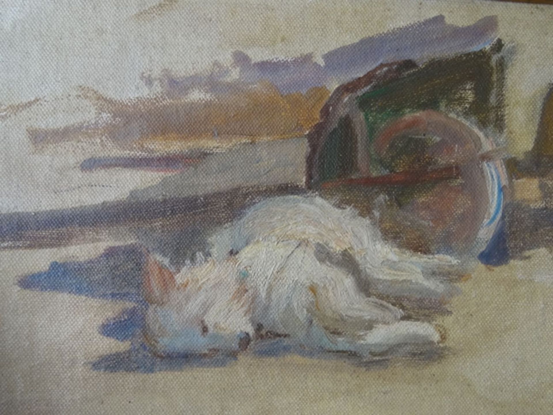 OHE-Otto Heinrich ENGEL (1866-1949), Ölskizze, schlafender Hund, verso mit Widmung des Künstlers 19 - Bild 4 aus 5