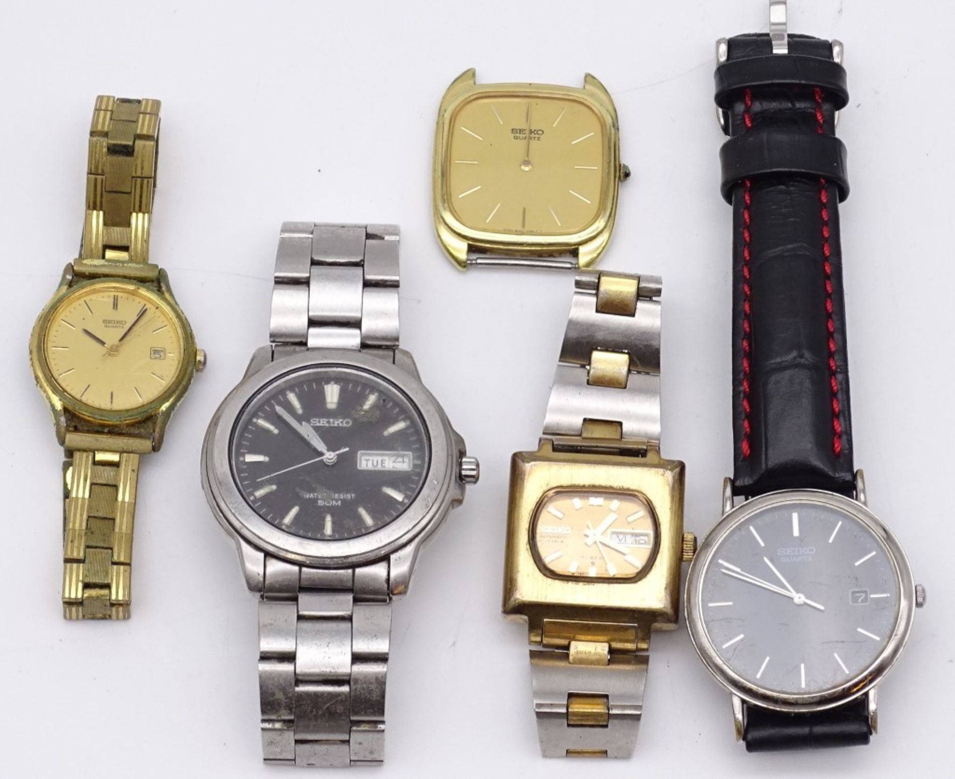5 div. Seiko Armbanduhren, Quartzwerke,Alters- und Gebrauchsspuren, Funktionen nicht überprüft - Bild 2 aus 5