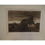 Anna FELDHUSEN (1867-1951) "Abend im Moor" betitelte grosse Radierung, MG 38x51 cm,in PP, von frem