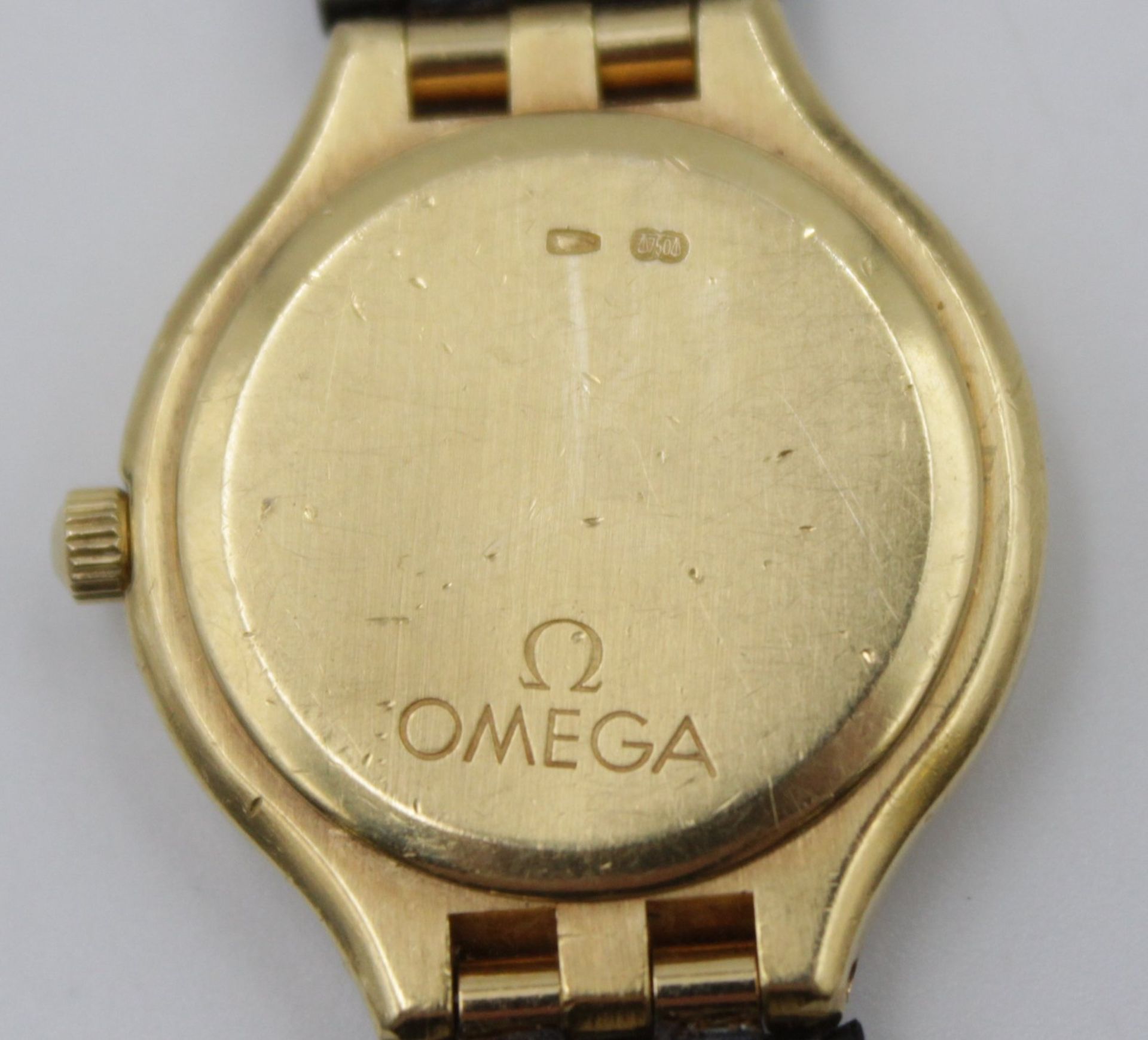 Damen-Armbanduhr, Omega, Gold -750-, Quarz, Lederband, D-2cm. - Bild 5 aus 6