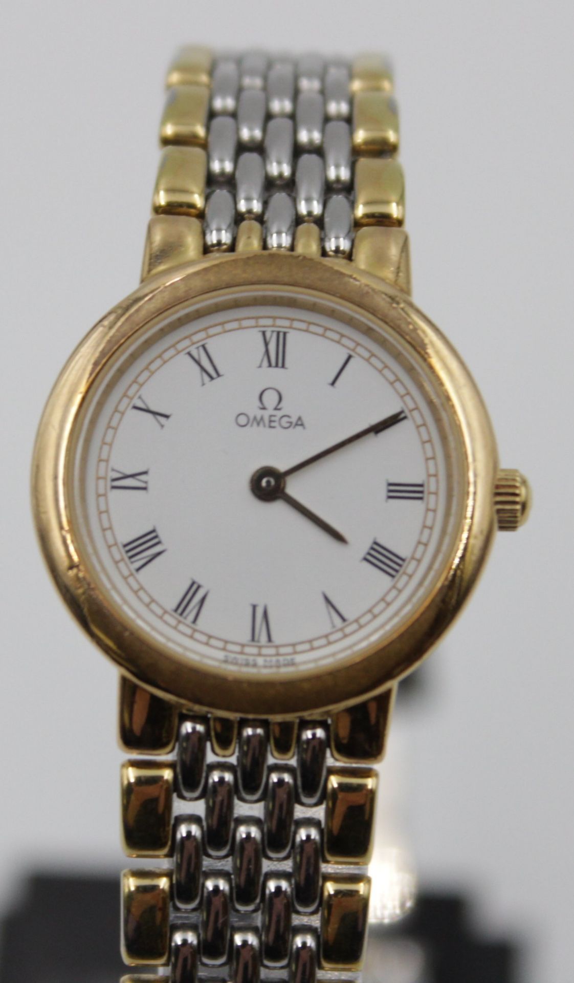 Damen-Armbanduhr, Omega DeVille, Stahl/Gold, Quarz, guter Zustand, D-2cm.