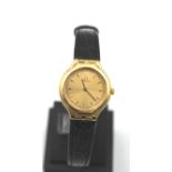 Damen-Armbanduhr, Omega, Gold -750-, Quarz, Lederband, D-2cm.