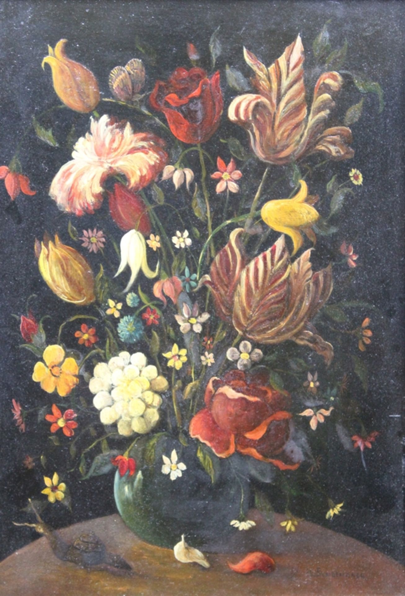 Holländische Schule, Anhänger von Ambrosius Bosschaert, 17. Jhd., Blumen in Vase, Apokryph unten re - Bild 3 aus 5