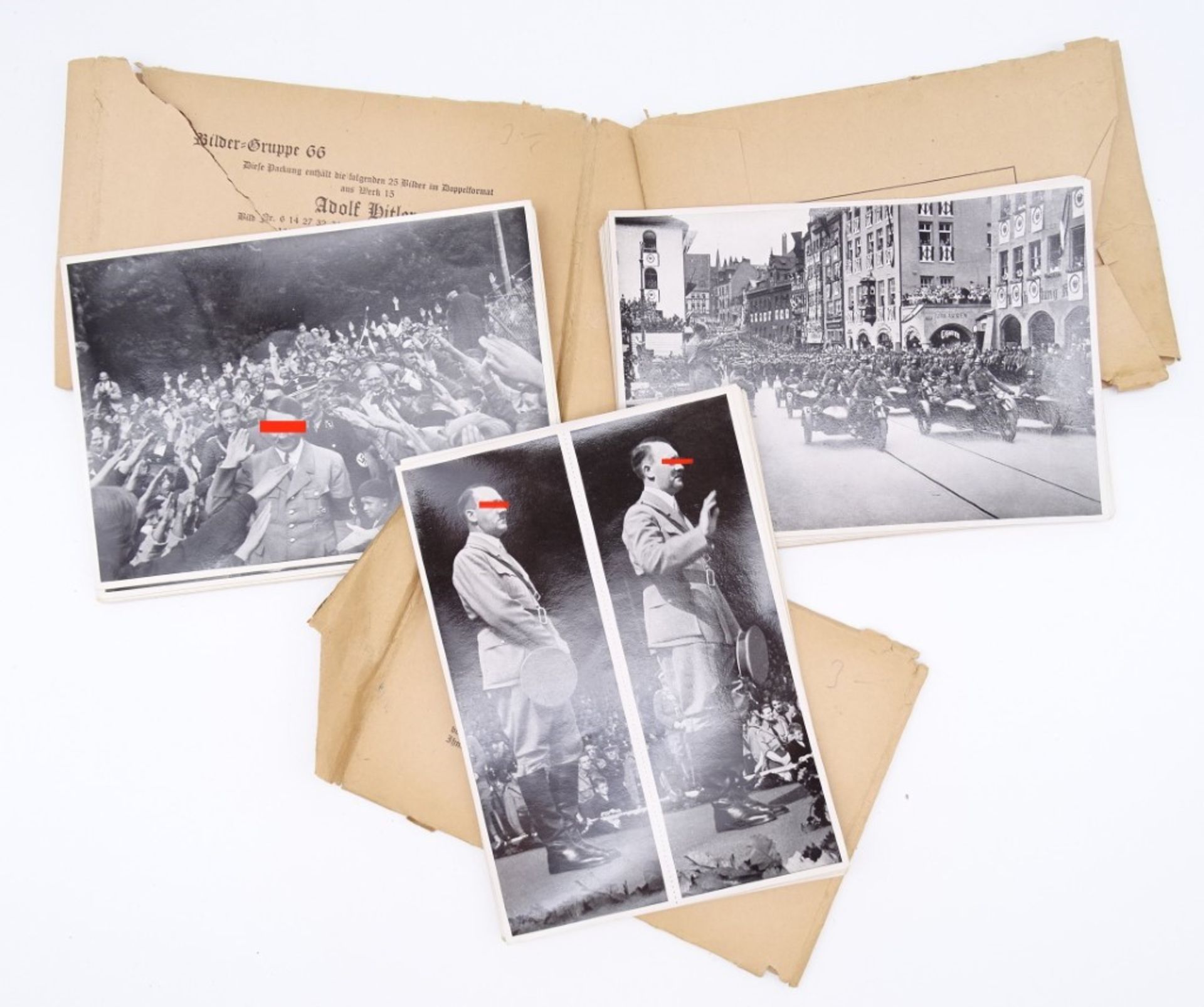 3 Päckchen zu je 25 Bildern "Sammlung Adolf Hitler", Bildergruppen 63, 65, 66, Cigaretten-Bilderdie