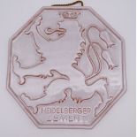 Keramik-Plakette "Heidelberger Zement", 21,5 x 22,5 cm