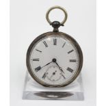 Herrentaschenuhr um 1900, 800er Silbergehäuse, Schlüsselwerk läuft, Gehäuse mit Druckstellen, D-4,5