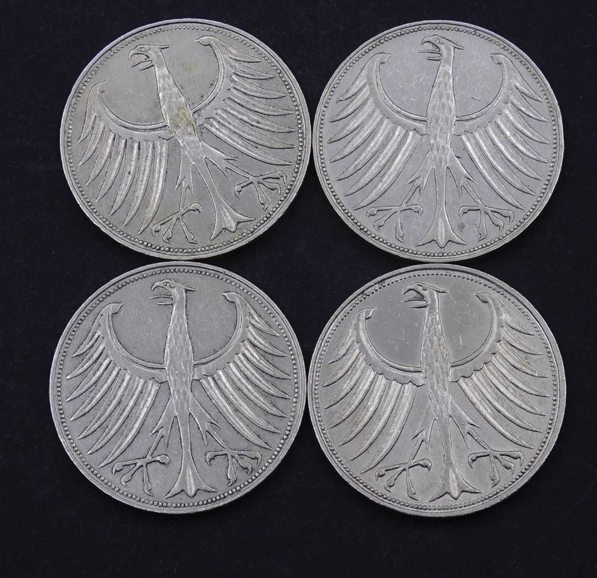 4x 5 DM Münzen = 20 Deutsche Mark, zus. 44,4g. - Bild 2 aus 2