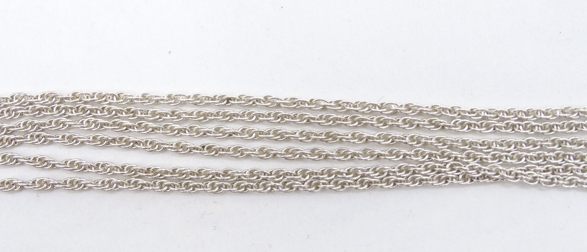 6-reihige Collierkette aus Sterlingsilber, gest. "Italy, milor", leicht reinigungsbedürftig - Bild 3 aus 3