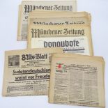 Konvolut Zeitungen 3. Reich, 9 x "Münchner Bote", 1934/ 41, Donaubote 1937, 8 Uhr-Blatt 1938, Bayri