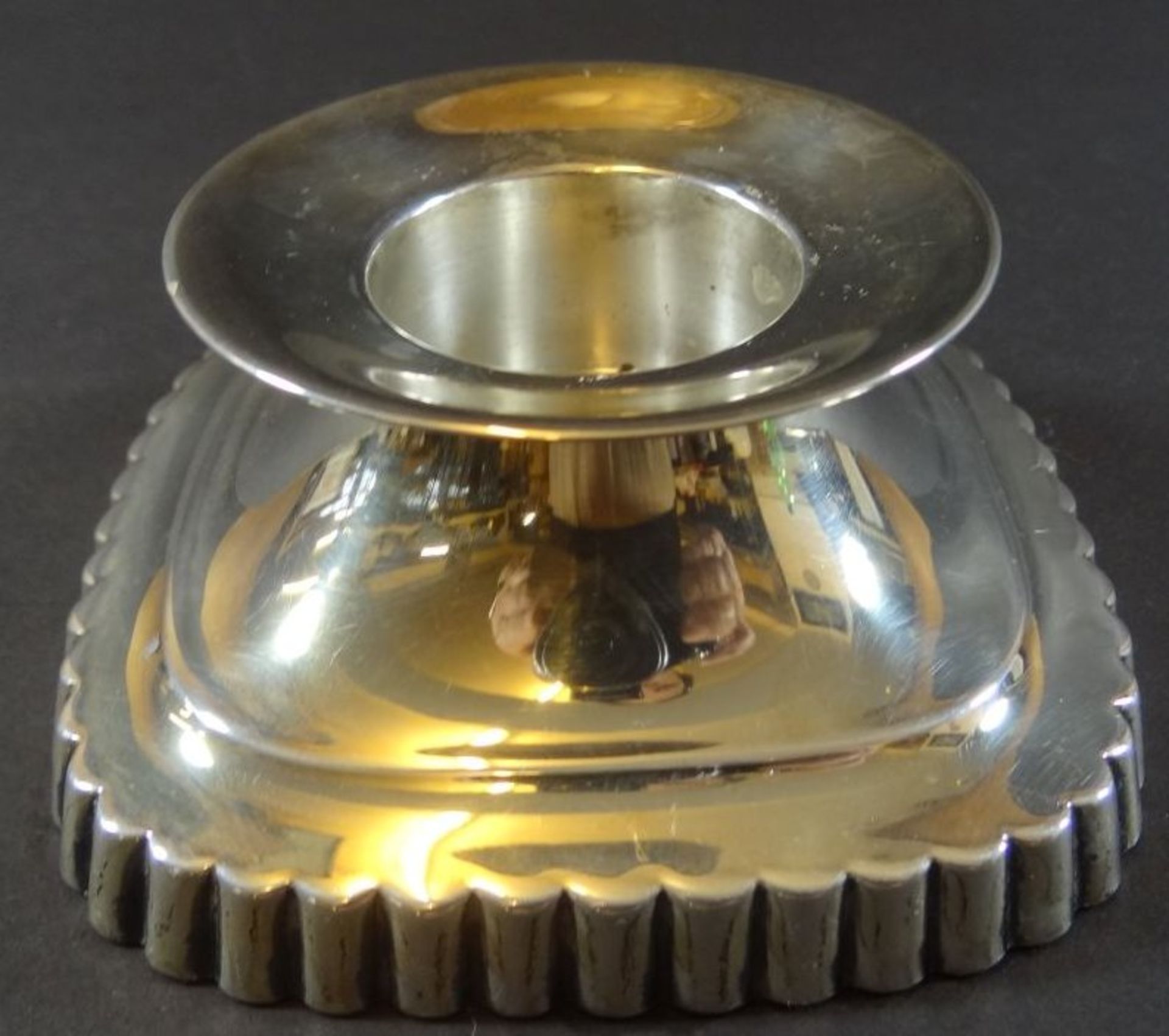 Kerzenhalter Silber-835-Wilkens-Bremen, gefüllter Stand, H-4 cm, 10x10 cm, guter Zustand