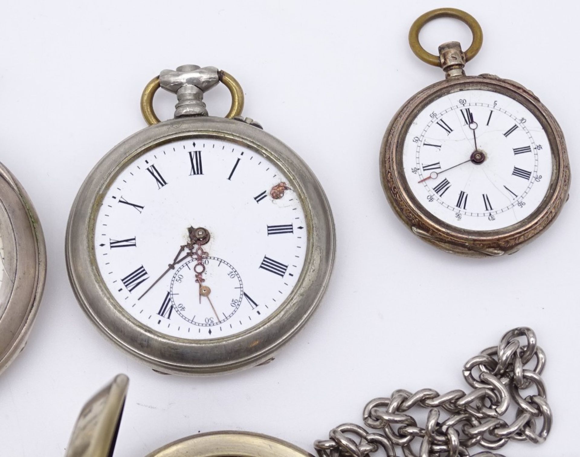 Konvolut alter Taschenuhren für Bastler, tw. Silber, defekt, Alters- und Gebrauchsspuren - Bild 4 aus 14