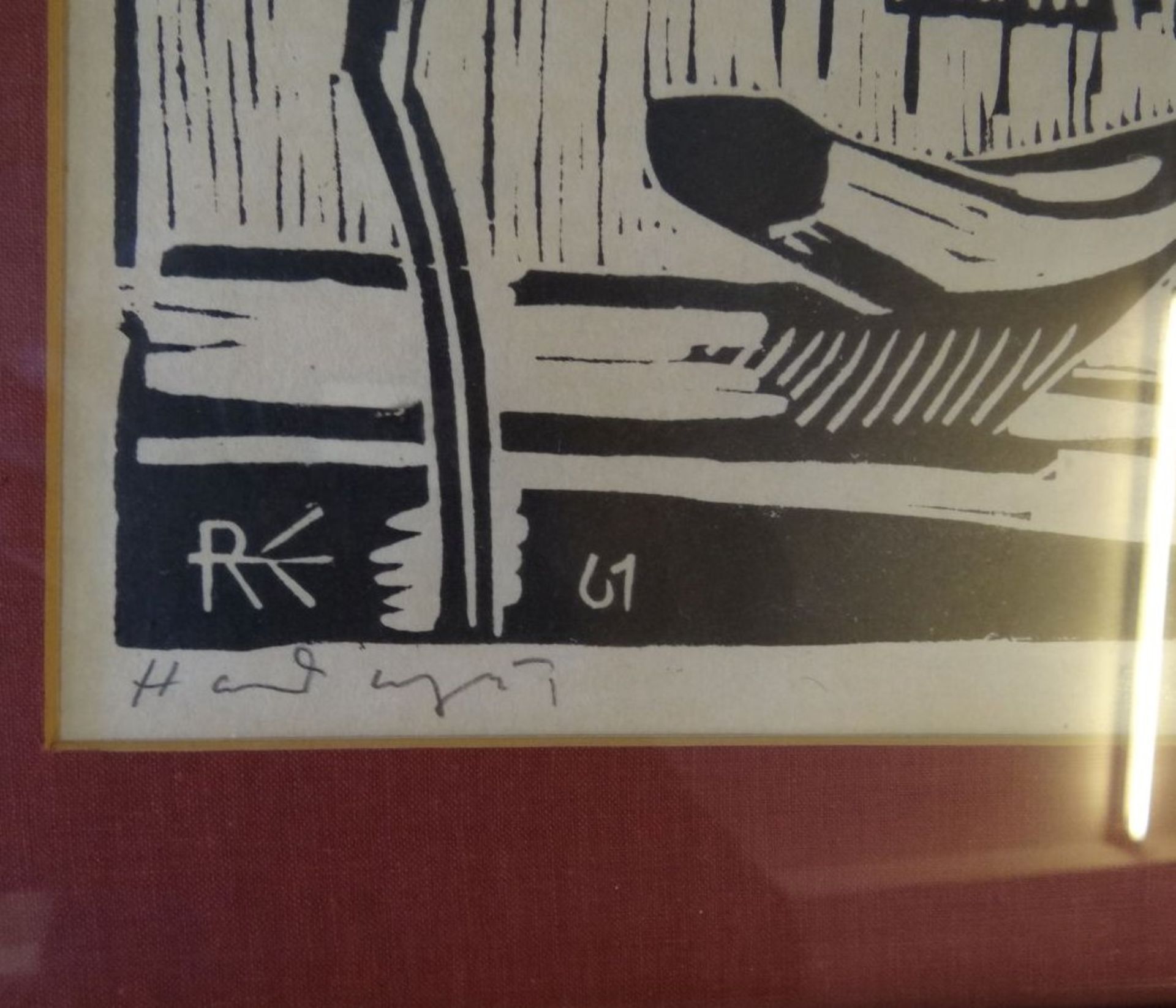 Richard EGGERS (1905-1995) "Werftanlage" , Linolschnitt, ger/glas, RG 42x55 cm - Image 2 of 4