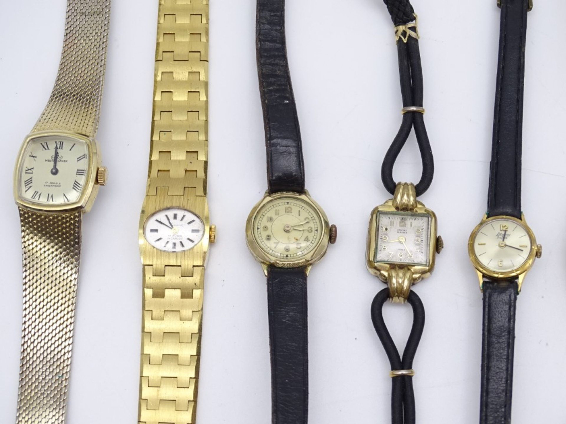 Konvolut div. Damen Armbanduhren, mechanisch, Werke laufen an, Alters- und Gebrauchsspuren - Bild 3 aus 6