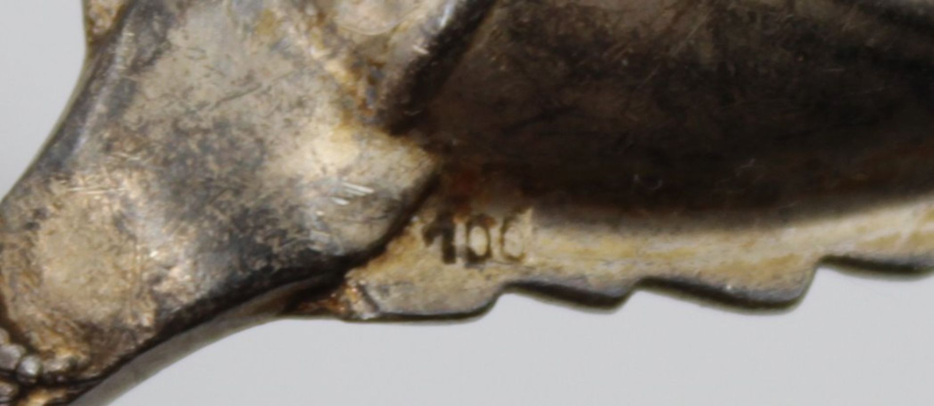 8x Besteckteile, Hildesheimer Rose, 800/835er Silber zus. 126gr, anbei Zuckerlöffel versilbert, Tor - Bild 6 aus 6