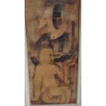LBD Monogramm , (19)53 "Frau mit Taube" Öl/Leinen, alt gerahmt, RG 98x50 cm