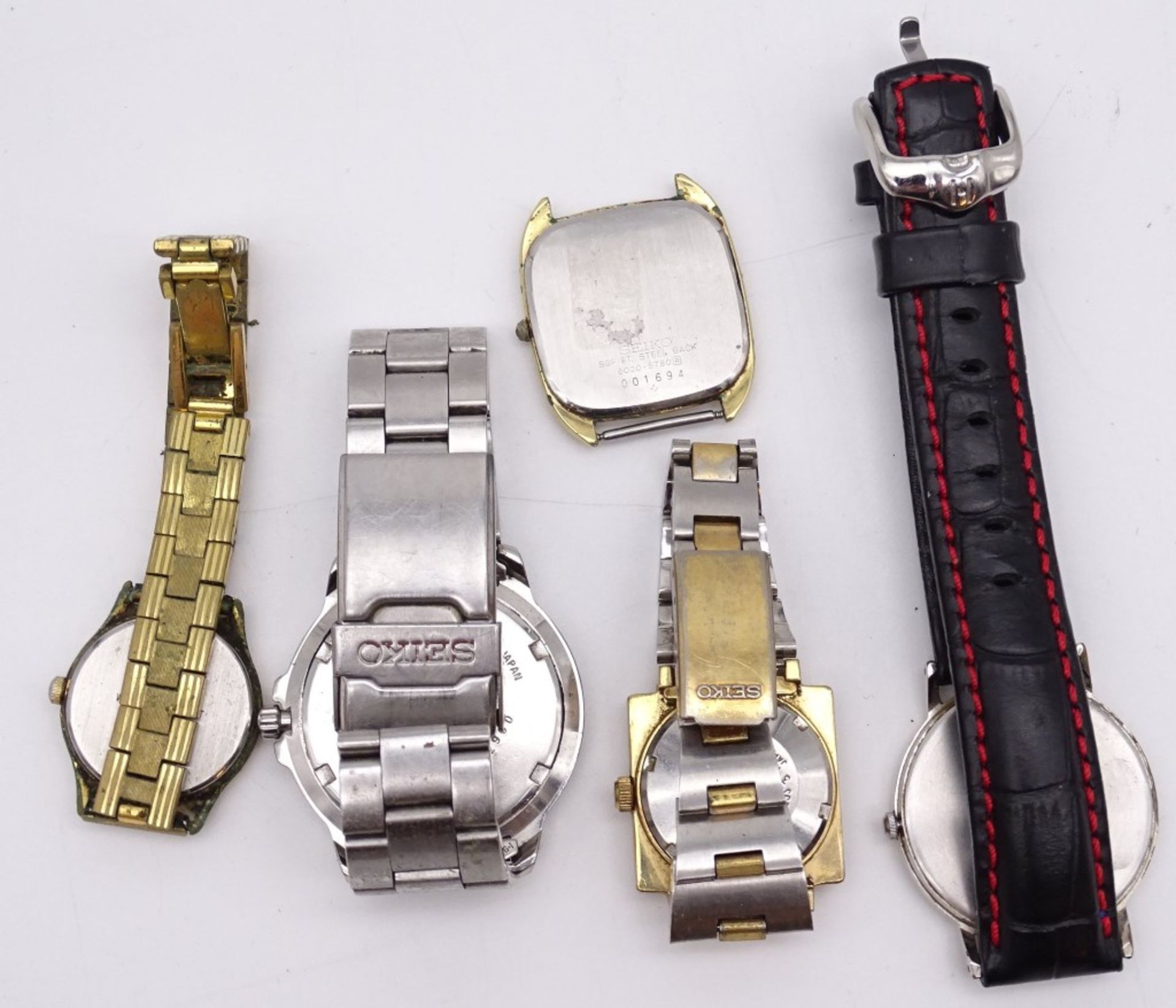 5 div. Seiko Armbanduhren, Quartzwerke,Alters- und Gebrauchsspuren, Funktionen nicht überprüft - Bild 5 aus 5