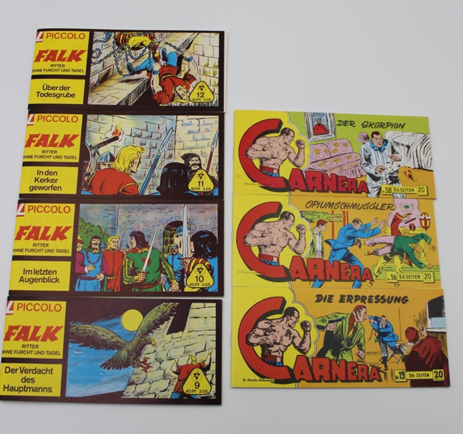 7x Piccolo-Comics, 4x Falk und 3x Carnera