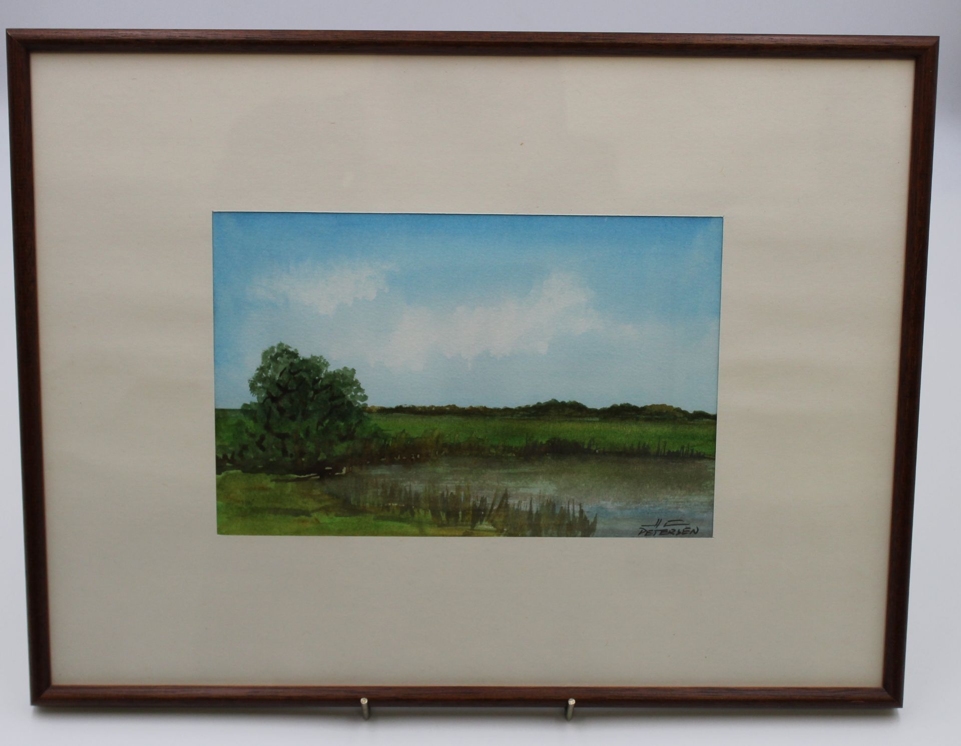 Petersen, Landschaftsaquarell, ger./Glas, RG 31,5 x 41,5cm. - Bild 2 aus 3