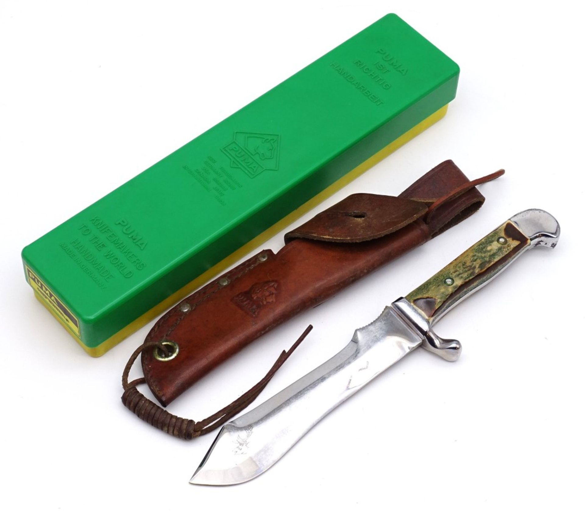 PUMA Jagdmesser mit Lederscheide in Schachtel, L. 27,5cm
