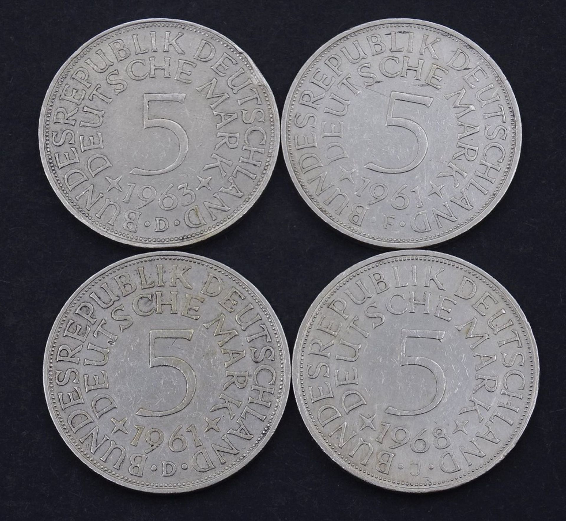 4x 5 DM Münzen = 20 Deutsche Mark, zus. 44,4g.
