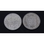 2x 5 Franken Schweiz, 1937 u. 1948, zus. 29,7g.