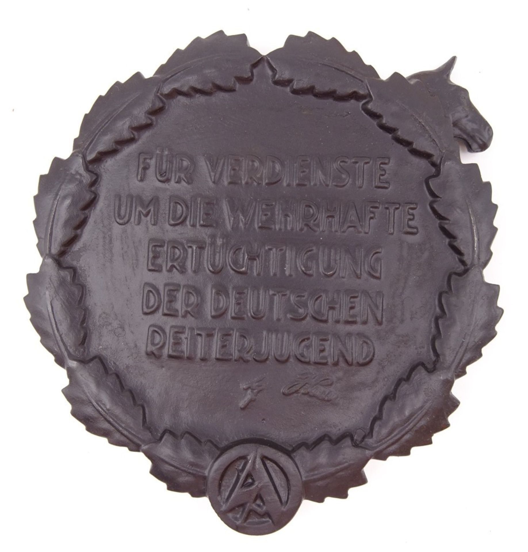 SA-Plakette "Für Verdienste um die wehrhafte Ertüchtigung der Deutschen Reiterjugend, Eisen geschwä - Bild 2 aus 3