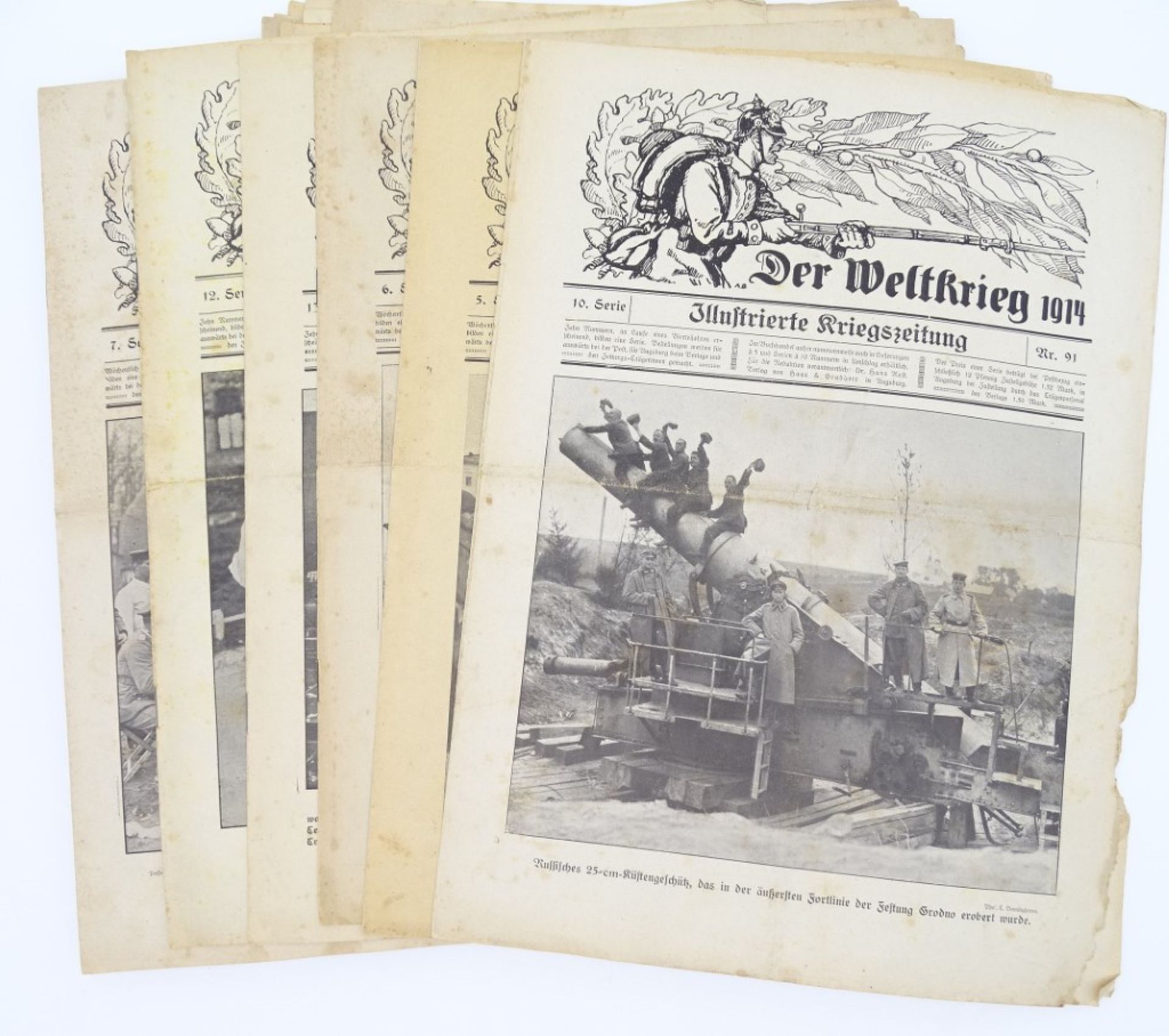 Ca. 35 Ausgaben "Der Weltkrieg 1914", mit Altersspuren