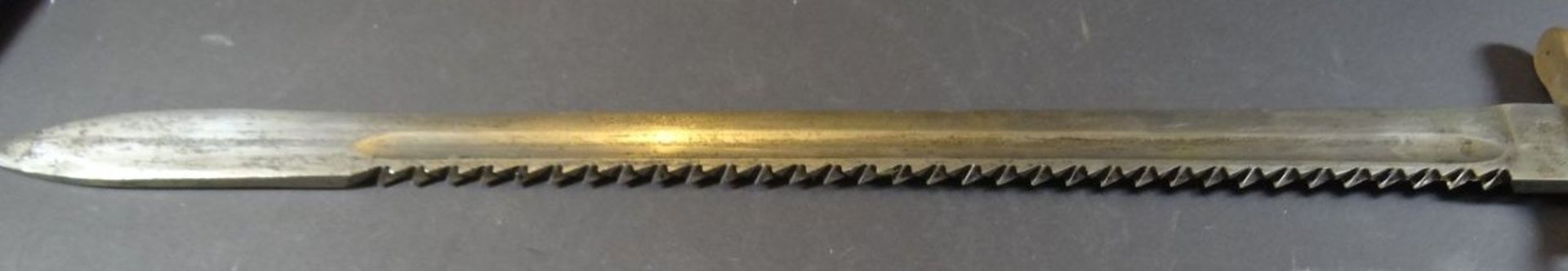 langes Schweizer Seitenwehr mit Säge-Klinge und Metallscheide "Waffenfabrik Neuhausen", L-63 cm, 19 - Bild 7 aus 12