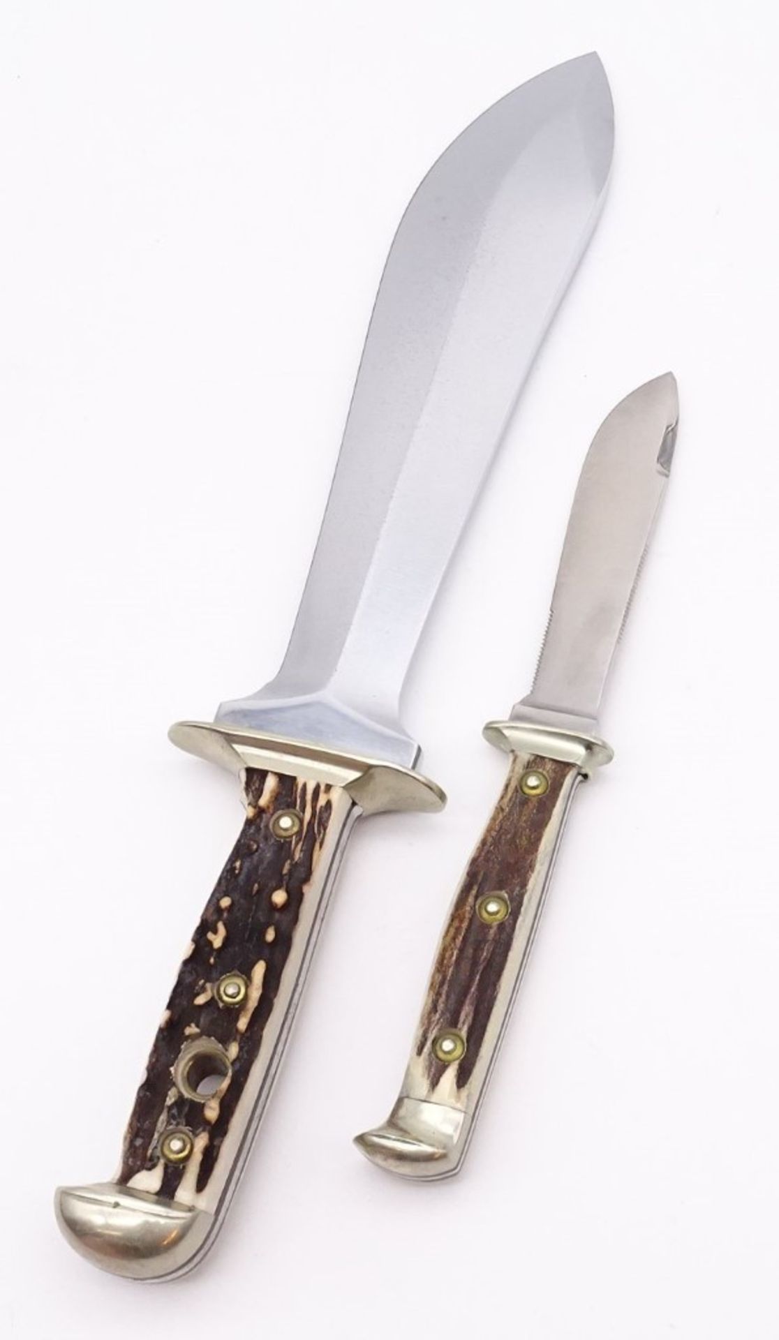 PUMA Waidbesteck Waidblatt Messer in Holzkasten, No. 3588, L. 33,0cm, mit Scheide u. kl. Messer - Bild 6 aus 6