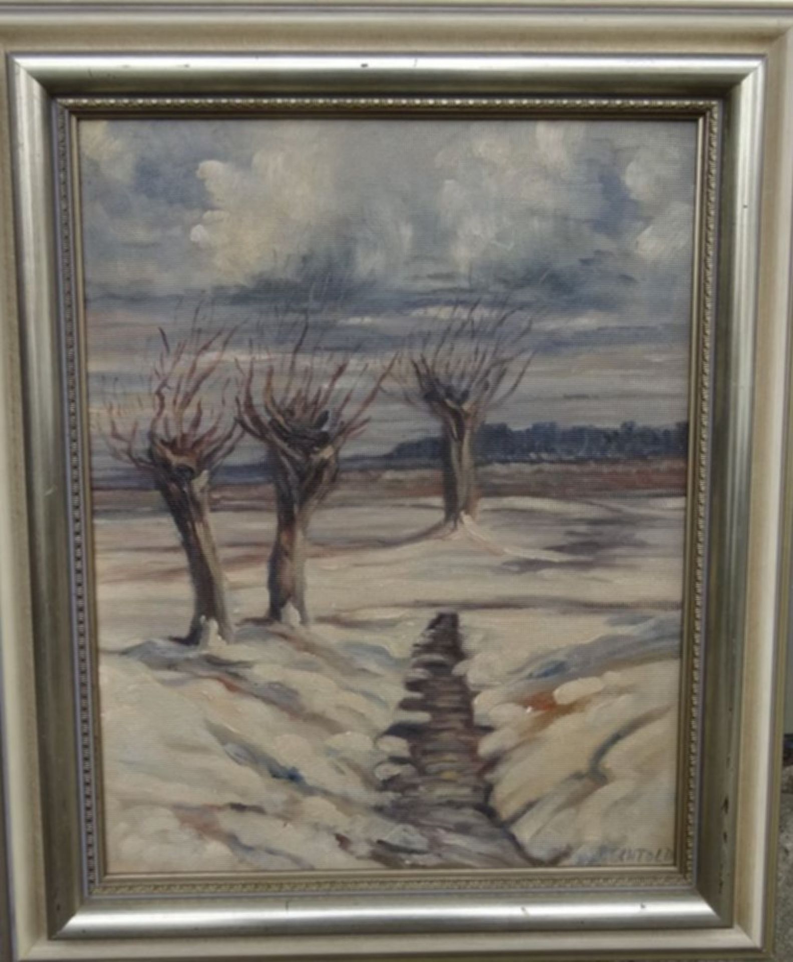 Bechtold "Kopfweiden im Winter", Öl/Platte, gerahmt, RG 67x55 cm