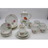 21tlg. Kaffeeservice, Meissen, Blumenbemalung, 1. Wahl, Kanne ca. H-24cm. Tassen H-6,5cm.