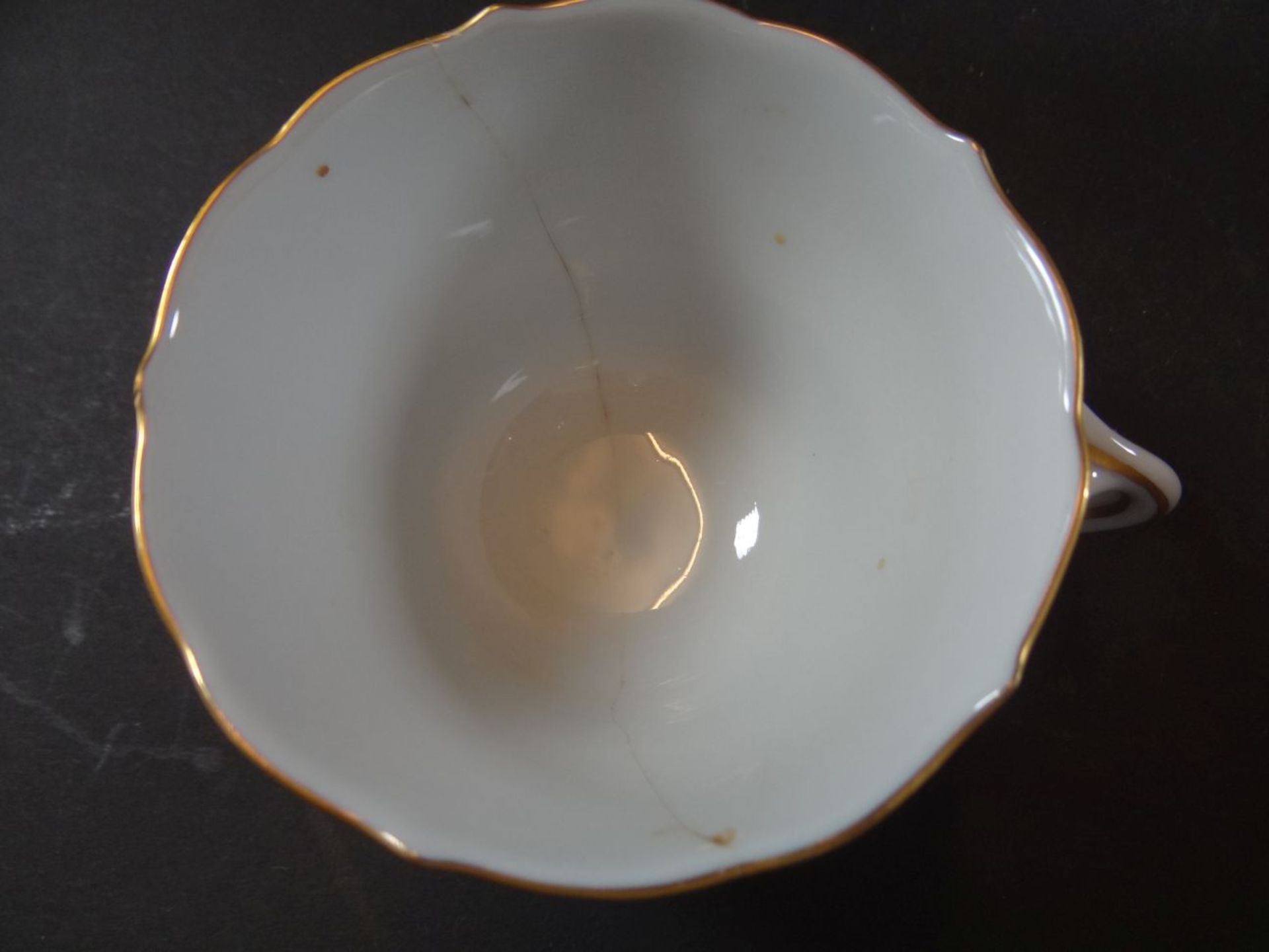 7 Kaffeegedecke "Meissen" Goldblumen, 21 Teile, 1 Tasse mit Klebestelle, - Bild 7 aus 12