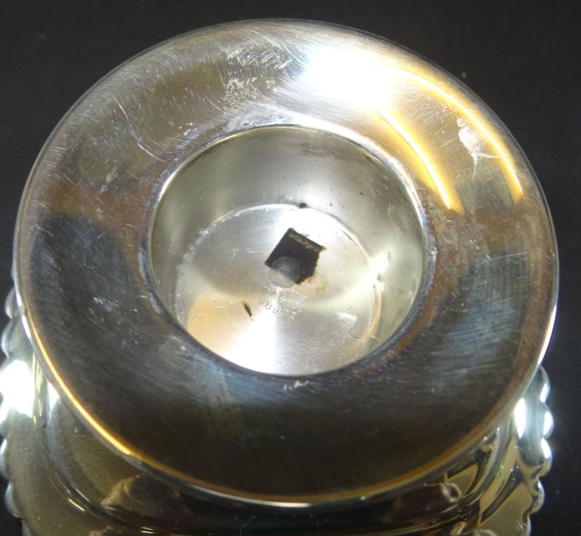 Kerzenhalter Silber-835-Wilkens-Bremen, gefüllter Stand, H-4 cm, 10x10 cm, guter Zustand - Bild 4 aus 5