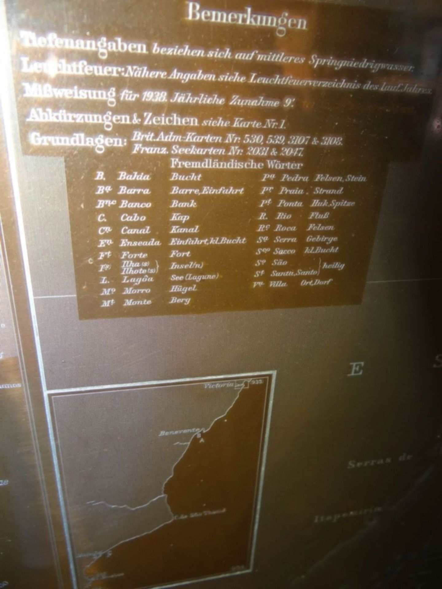grosse Druckplatte, Seekarte der Kriegsmarine mit Hoheitszeichen, Kupfer, 111x76 cm, 21 kg schwer,  - Bild 12 aus 13