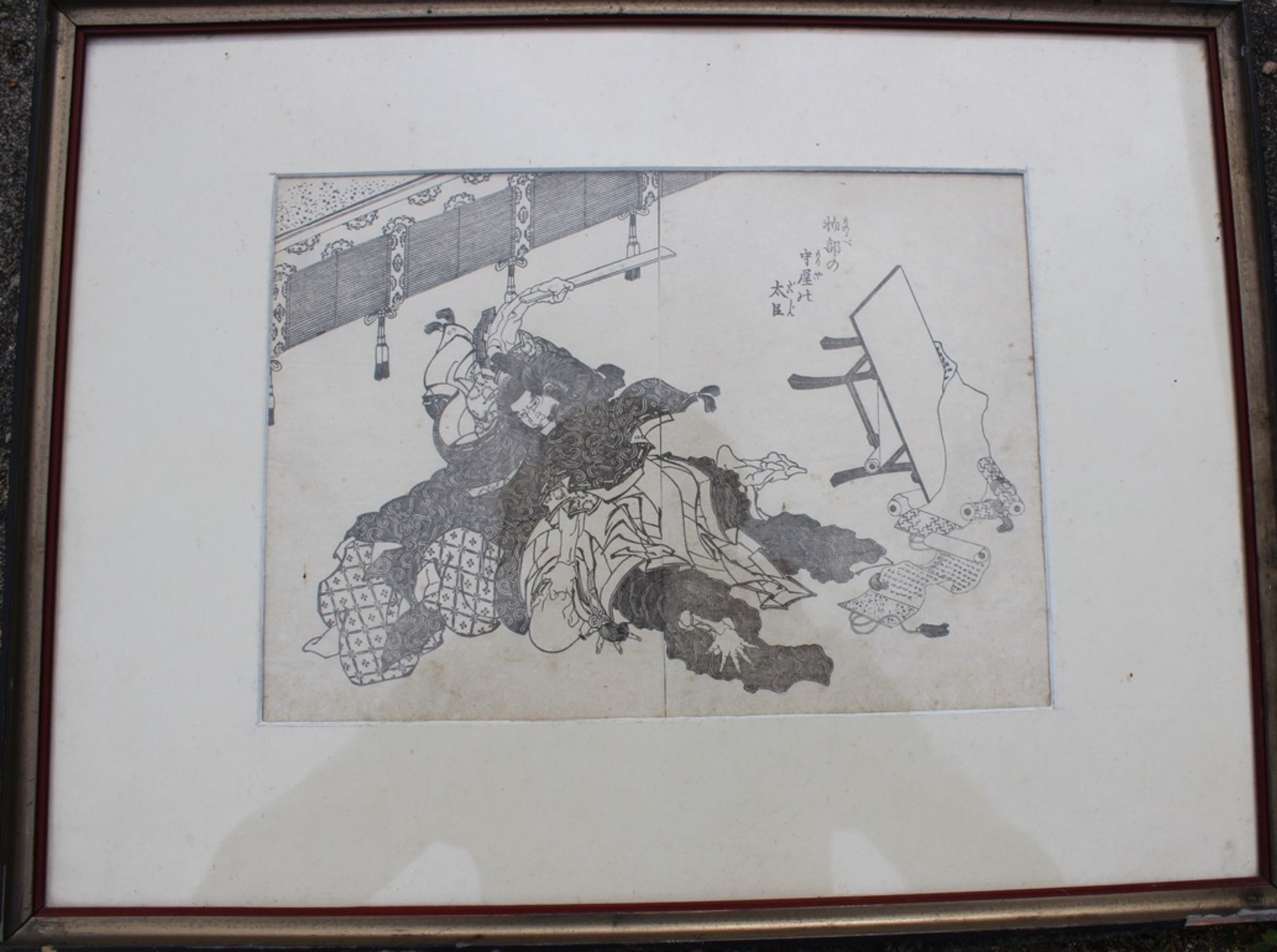 2x antike Holzschnitte, Japan, wohl HOKUSAI (1760-1849), je gerahmt/Glas, ca. RG 32,5 x 42,5cm. - Image 3 of 8