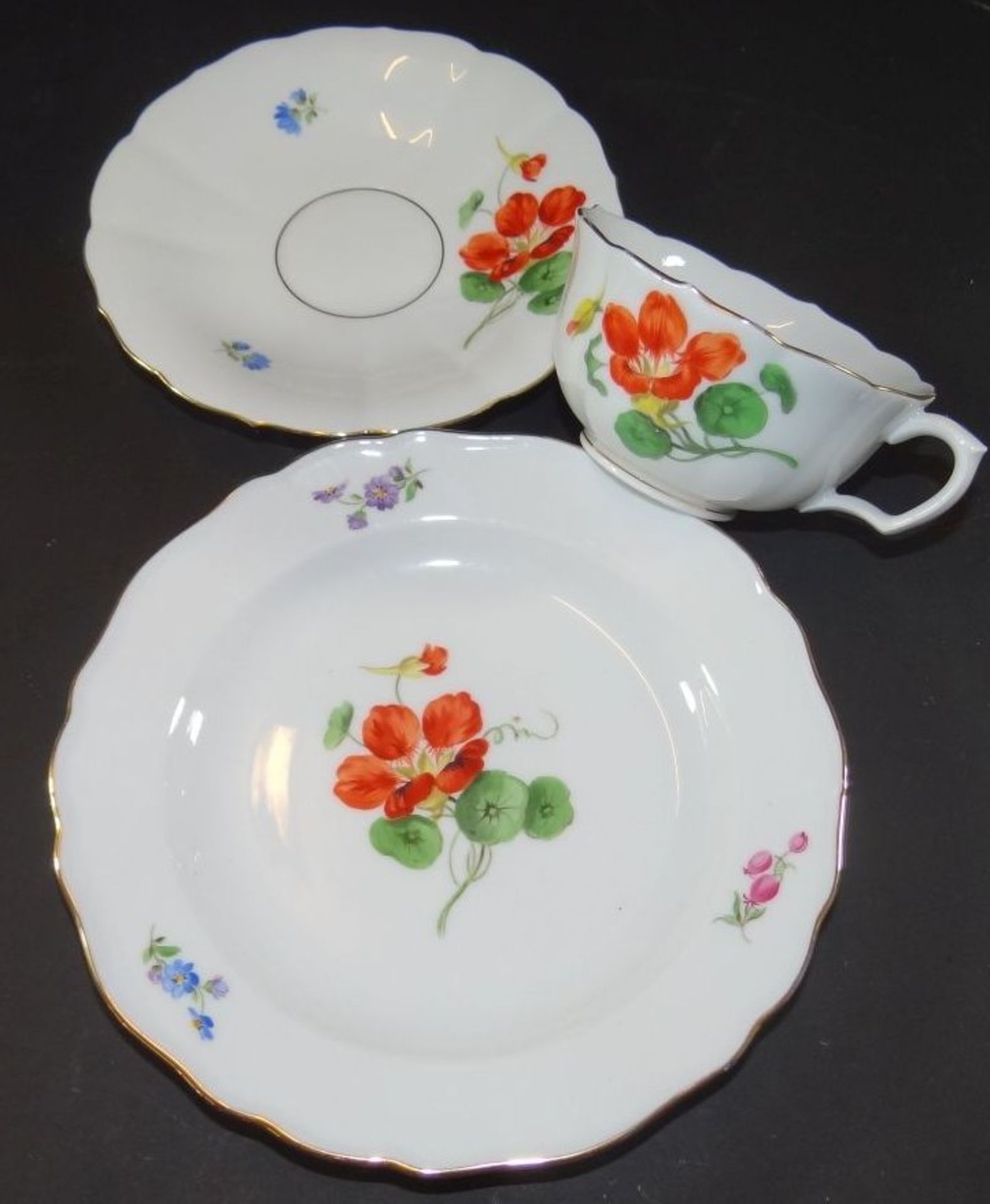 6x kompl Kaffeegedecke"Meissen" Feldblumen, Punktzeit, 2.Wahl, 18 Teile - Bild 6 aus 15