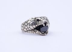 Schlangenkopf Ring mit Spinell, Sterling Silber 0.925, 11,8g., RG 64