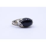 Silber Ring 0.925 mit Obsidian, 6,2g., RG 62