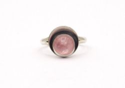 Designer Ring FROM , mit Rosenquarz, Sterling Silber 0.925, 3,6g., RG 55